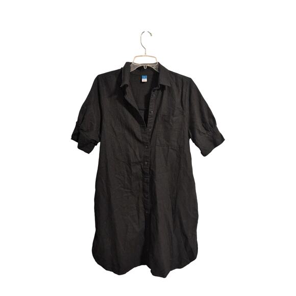 Chic Black Linen Dress by Old Navy – Full Button Front, Size Medium - Picture 1 of 3